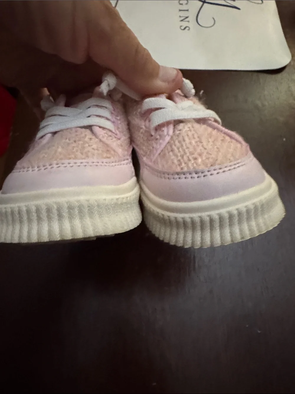 Carter's Pastel Pink Knit Lace-Up Toddler Sneakers size 5